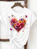(Asian Size) trend lovely flower style Print Female Clothing T Shirt Woman Women Fashion Tee Top Short Sleeve Graphic T-shirts