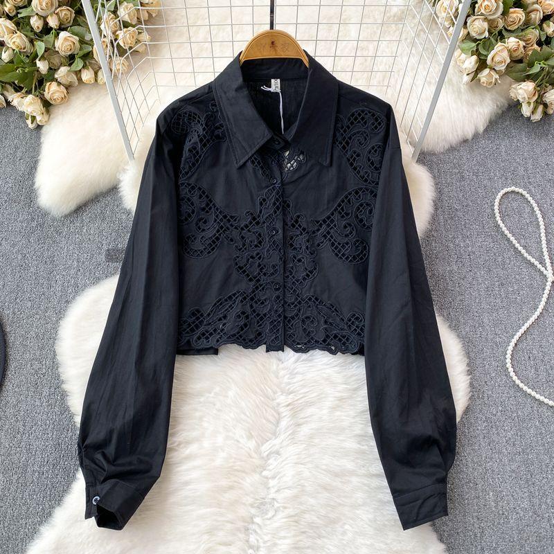 

Шикарный лацкан Однобортный Длинные рукава Вырез Шикарный Вышитый Black One size