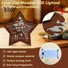 Festive Home Decor 3D Wooden LED Christmas Night Light, Hollow Carved Tabletop Seasonal with Warm Glow, Holiday And Office Decoration Light Lamp