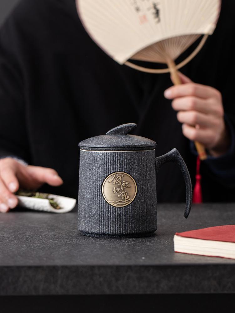 Ceramic Teacup Personal Office With Lid Filter Tea Separation Household Cup Can Be Printed