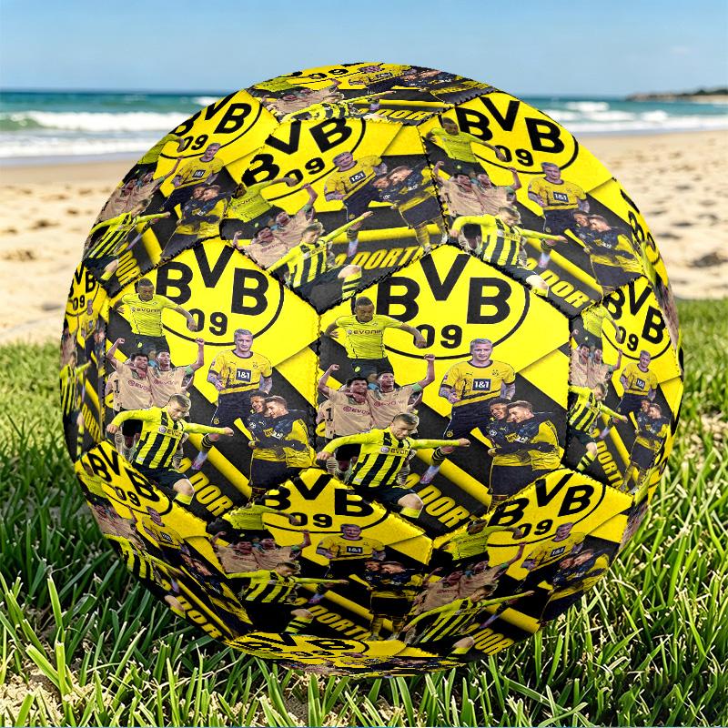 Borussia Dortmund Print Size 5 Soccer Ball, PU Wear Resistant Football for Match Training and Daily Practice, Birthday Gift for Soccer Fans