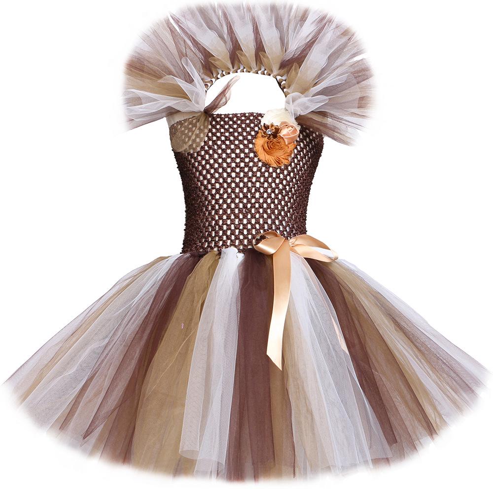 Löwen-Tutu-Kleid - Netz-Tüllrock für Mädchen für die Feiertagsparty oder Kostümaufführung 2-3 Years brown