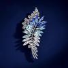 Marquise Stone Brooch Pin with Leaf Shape, Silver-Tone Branch Setting and 8 Cm Size for Lapel, Coat or Dress Accent