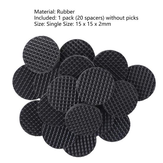 20Pcs Guitar Pick Grip Self-adhesive Guitar Pick Rubber Anti-sweat Round Ultra Thin Grip for Guitarist