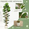 Artificial Indoor Plant, 180 cm Fiddle-Leaf Fig, Plastic Pot, Solid Wood Trunk, Green