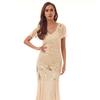 Women's Fashion V-neck Vintage Sequins Dress Banquet Party Evening Gown Fishtail Dress Long Dresses