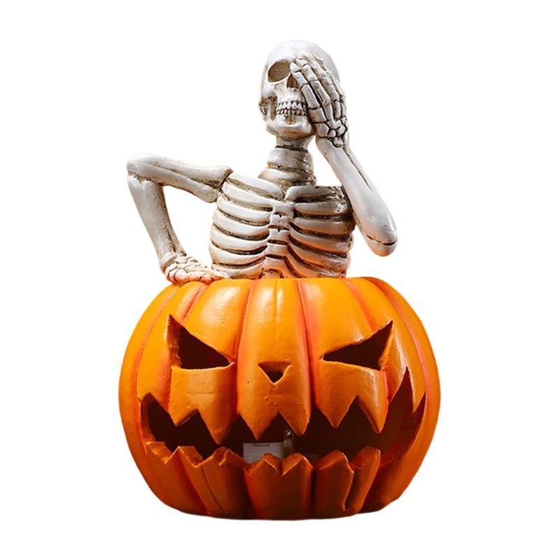 Pumpkin Skull Skull Shaped Lamp Halloween Theme Ornament Stylish Decorative Light Indoor and Outdoor Festives Decoration