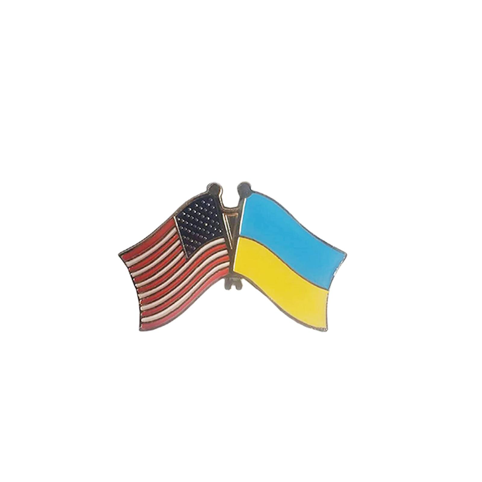 

Ukrainian, American Flag Pin Brooch Badge Pin Clothes Decoration Clothing Accessories
