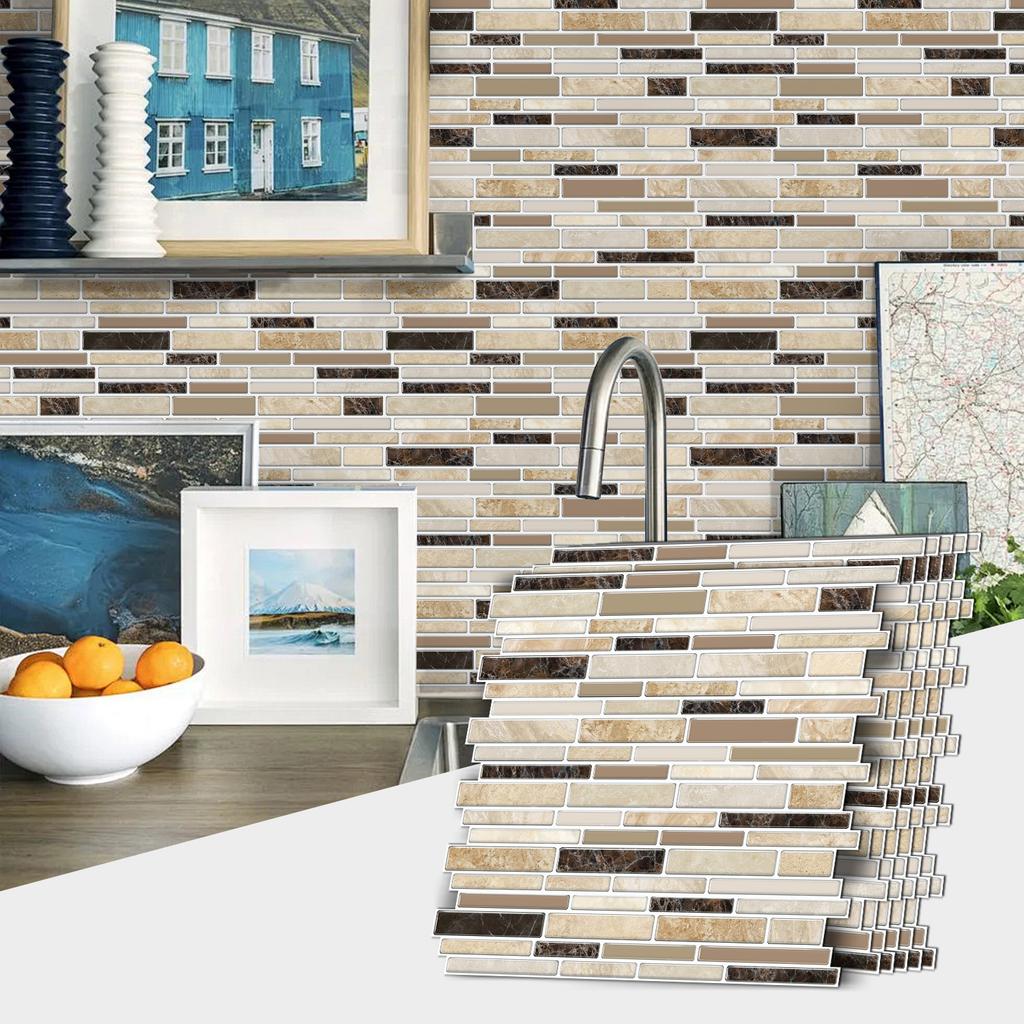 Marble Mosaic Tile Sticker, Kitchen Bathroom Pvc Waterproof Self-Adhesive Wall Sticker Imitation Epoxy Home Wallpaper