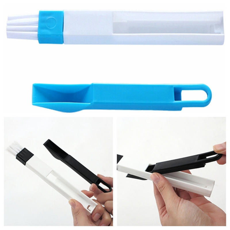 2 In 1 Polished Window Track Cleaning Brush Keyboard Nook Cranny Dust Shovel