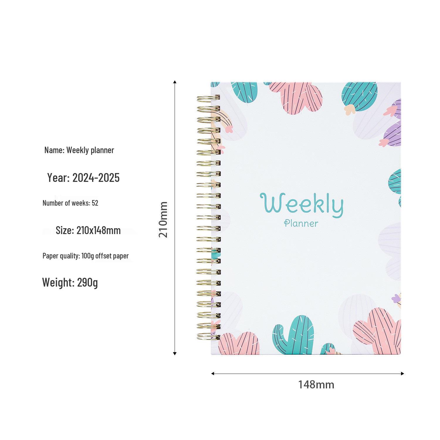 2025 Hardcover Spiral Weekly Planner Notebook