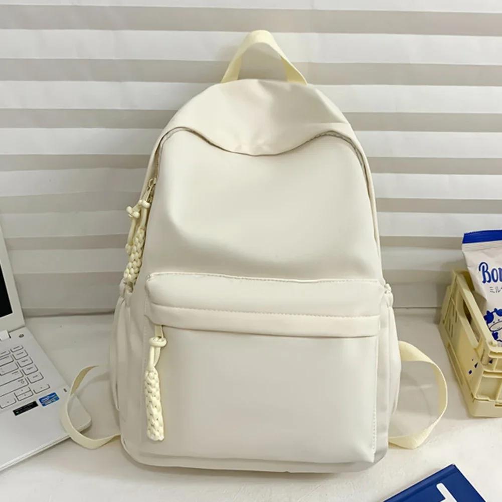 Women Stadium Handbag Nylon Ladies Students Backpack Solid Color Casual Large-Capacity Smooth Zipper Outdoor Play Sport