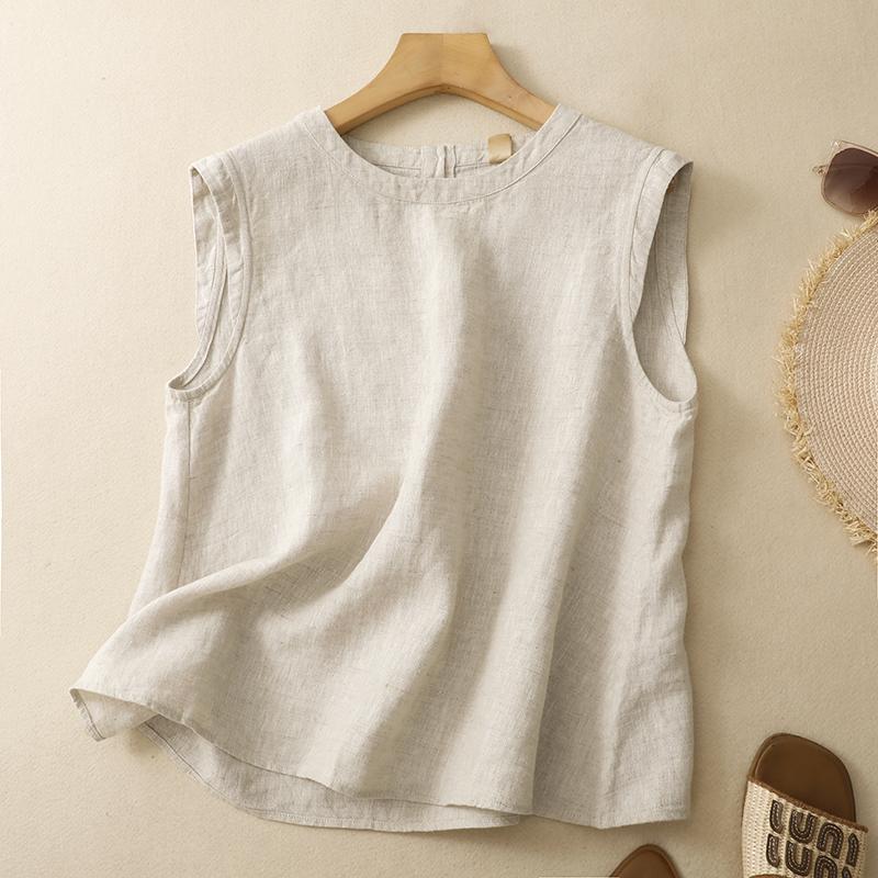 

DIMANAF 2026 Plus Size Summer Women T-Shirts Tunic Shirt Vest Sleeveless Oversize Loose Tees Casual Lady Tops Cotton Linen Vintage 2XL