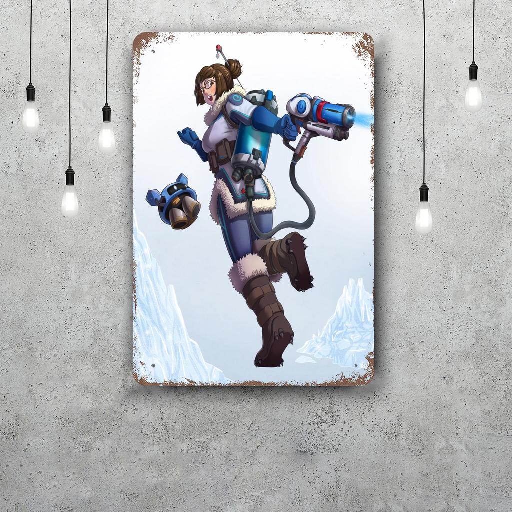 Mei Overwatch Vintage Metal Tin Signs Posters Decor Retro Metal Plaque Wall Art Decor for Garage Bar