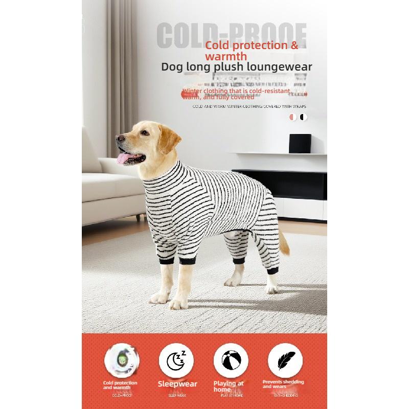 Winter Dog Four-Legged Coat Soft Long Plush Warm Anti-Shed Pet Cotton Jumpsuit For Small Medium Dogs