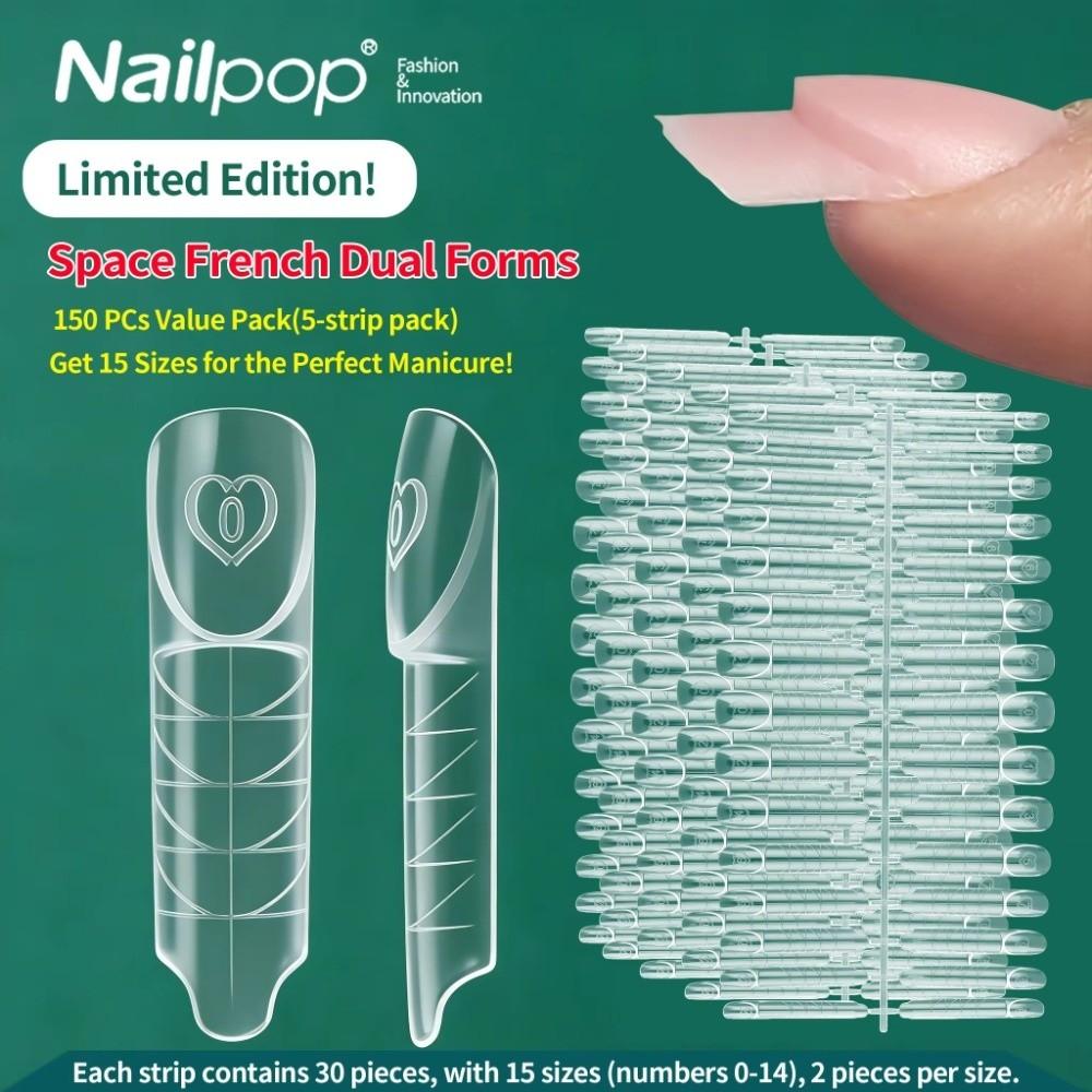 75/150Pcs Reusable Space Nail Forms Transparent French Tip Forms NEW Poly Gel Forms  Home Salon