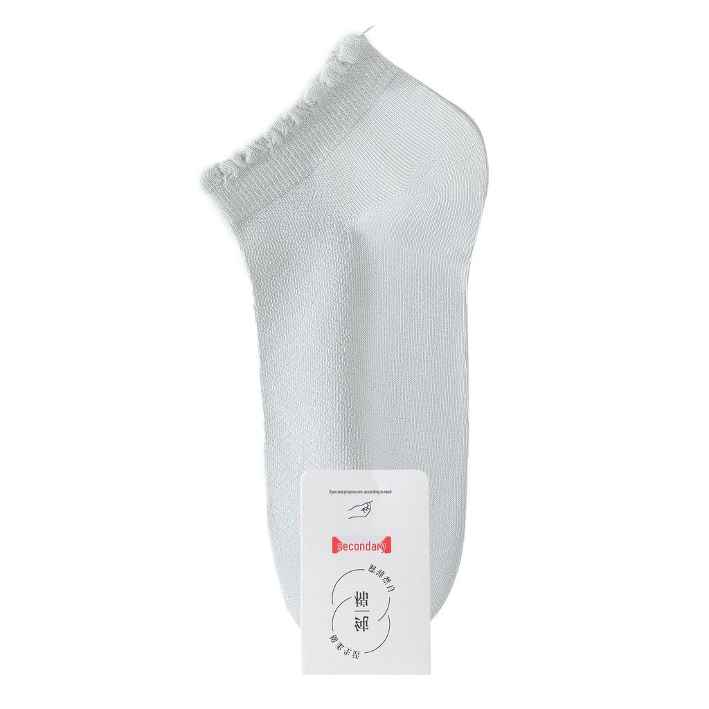 Seamless Breathable Cotton Women's White Anti-Odor Short Socks for Spring/Summer