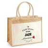Beach Bag - PLANETEE - Jute with Pocket Love Jade's Bazaar - Cotton - Printed In France - 43 X 33 Cm