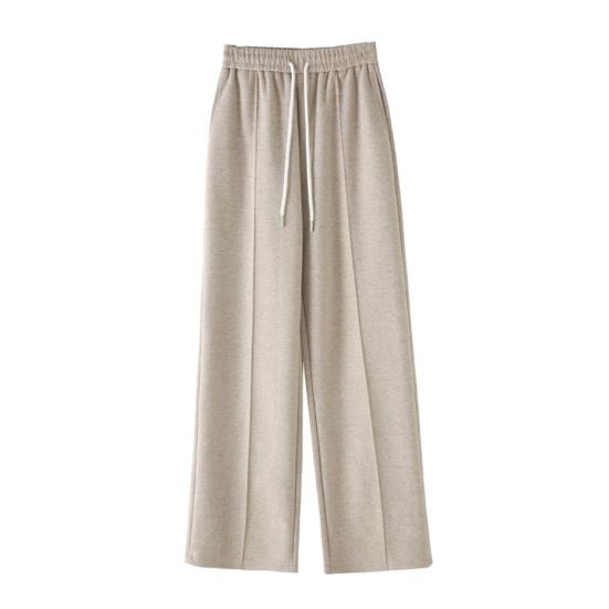 

Женские брюки прямые широкие брюки с эластичной резинкой на талии повседневные брюки с карманами однотонные M абрикосовый