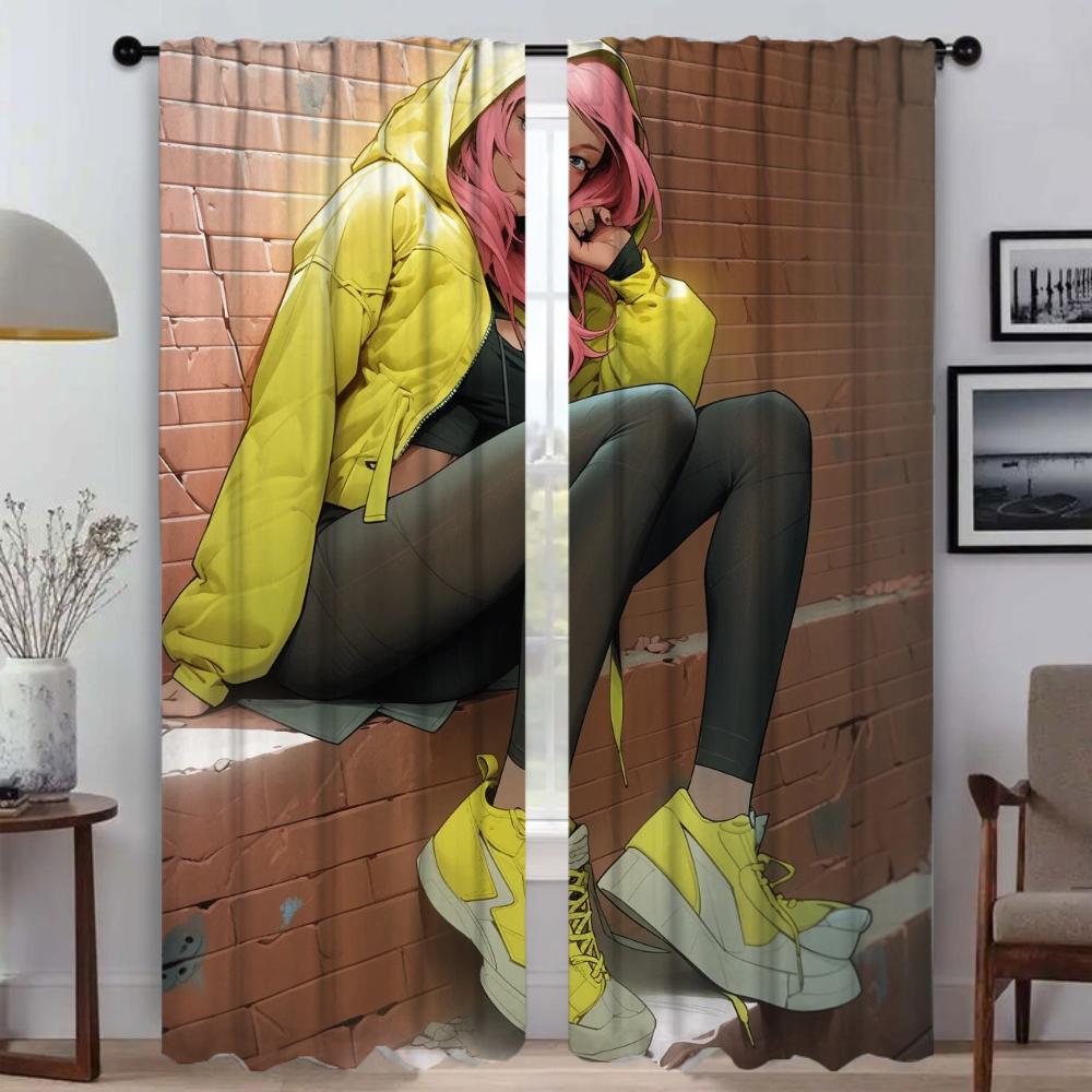 

Шторы для детской комнаты, уличная панк-девушка, занавеска для окна для комнаты, 2 панели, домашний интерьер, шторы, тюль для спальни, перегородка W50xH70cmx2pcs-CL