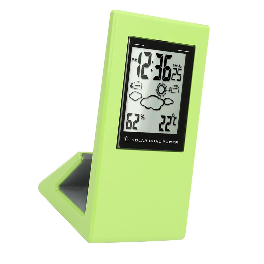 Wther Forcast Clock Solar Battery Powered LCD Display Timing Digital Temperature Humidity Meter for Home School