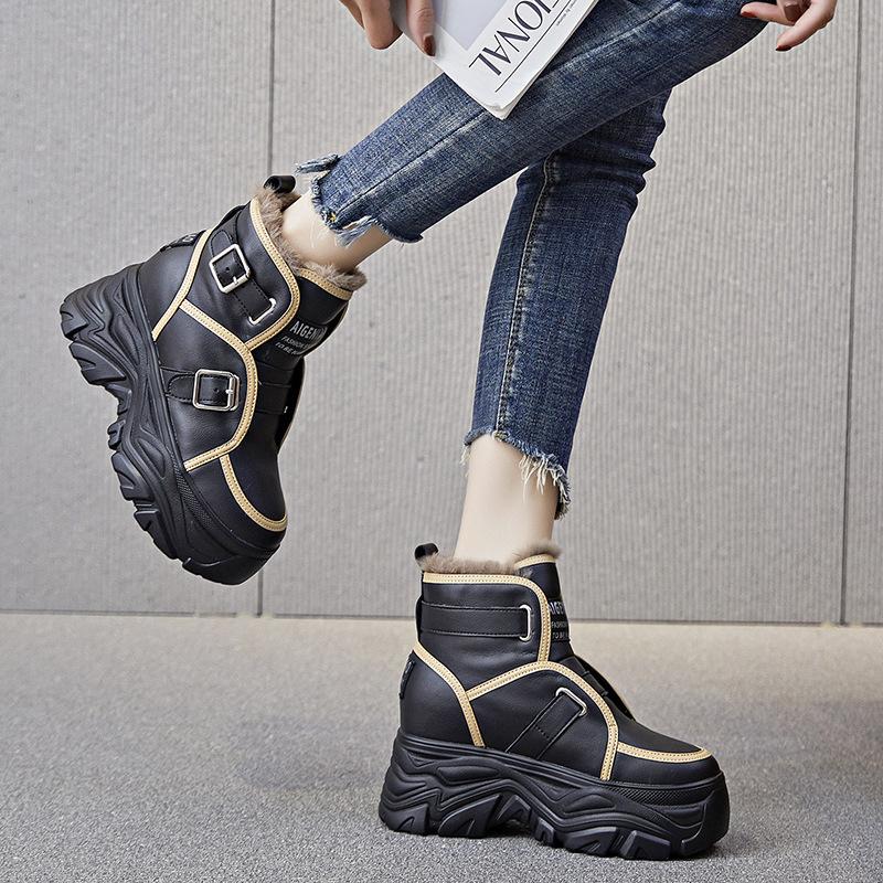Snow boots increase in height in autumn and winter new platform casual shoes ins trendy small velvet cotton shoes