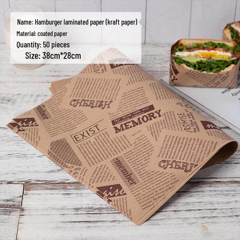 Disposable Oil-Proof Food-Grade Sandwich & Burger Wrapping Paper Liner