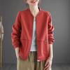 Women's Short Jacket Women's Loose Zipper Cardigan Sweater Medium Casual Stick
