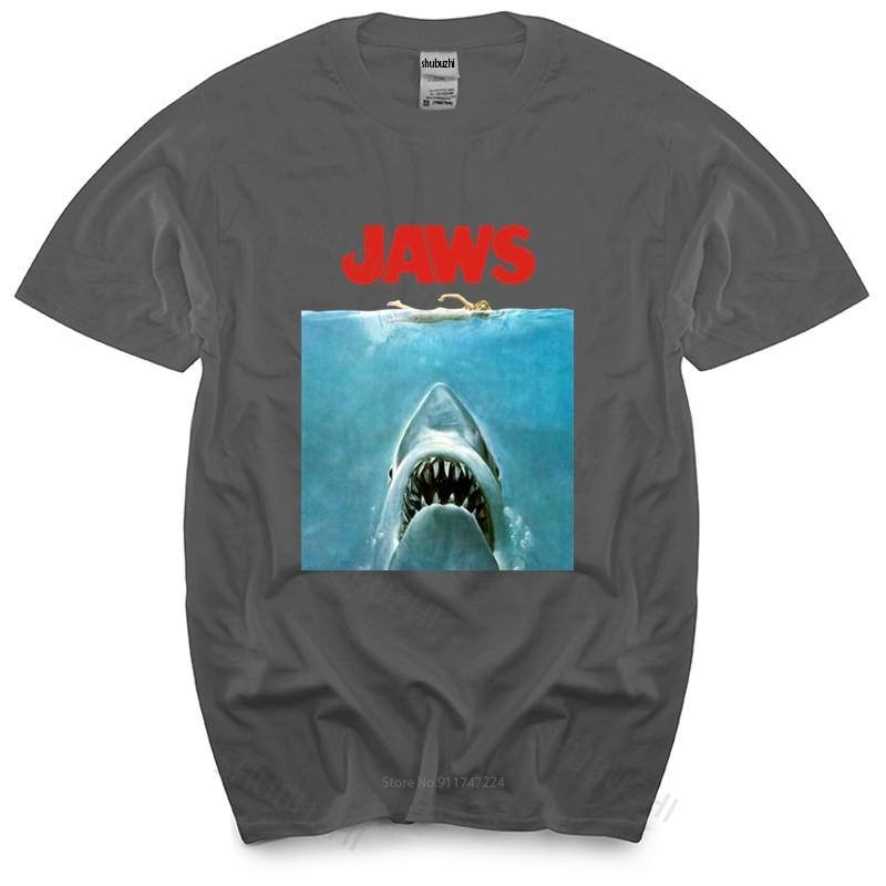 Summer Tshirt Men Brand Teeshirt Jaws Movie Vintage Poster Licensed Adult T Shirt New Cotton Man T Shirt Drop Shipping