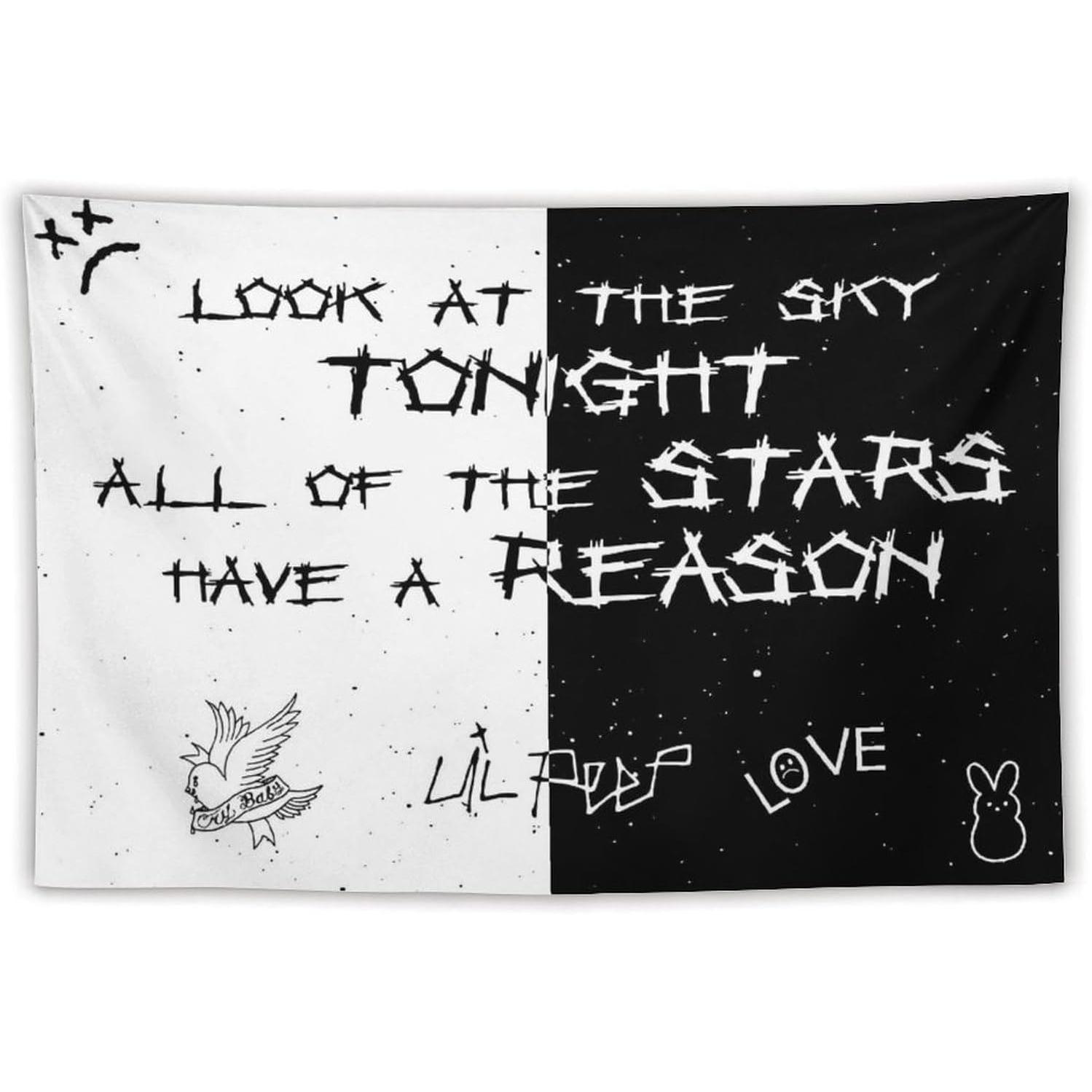 Tapestry dobur lil peep black and white 75x100