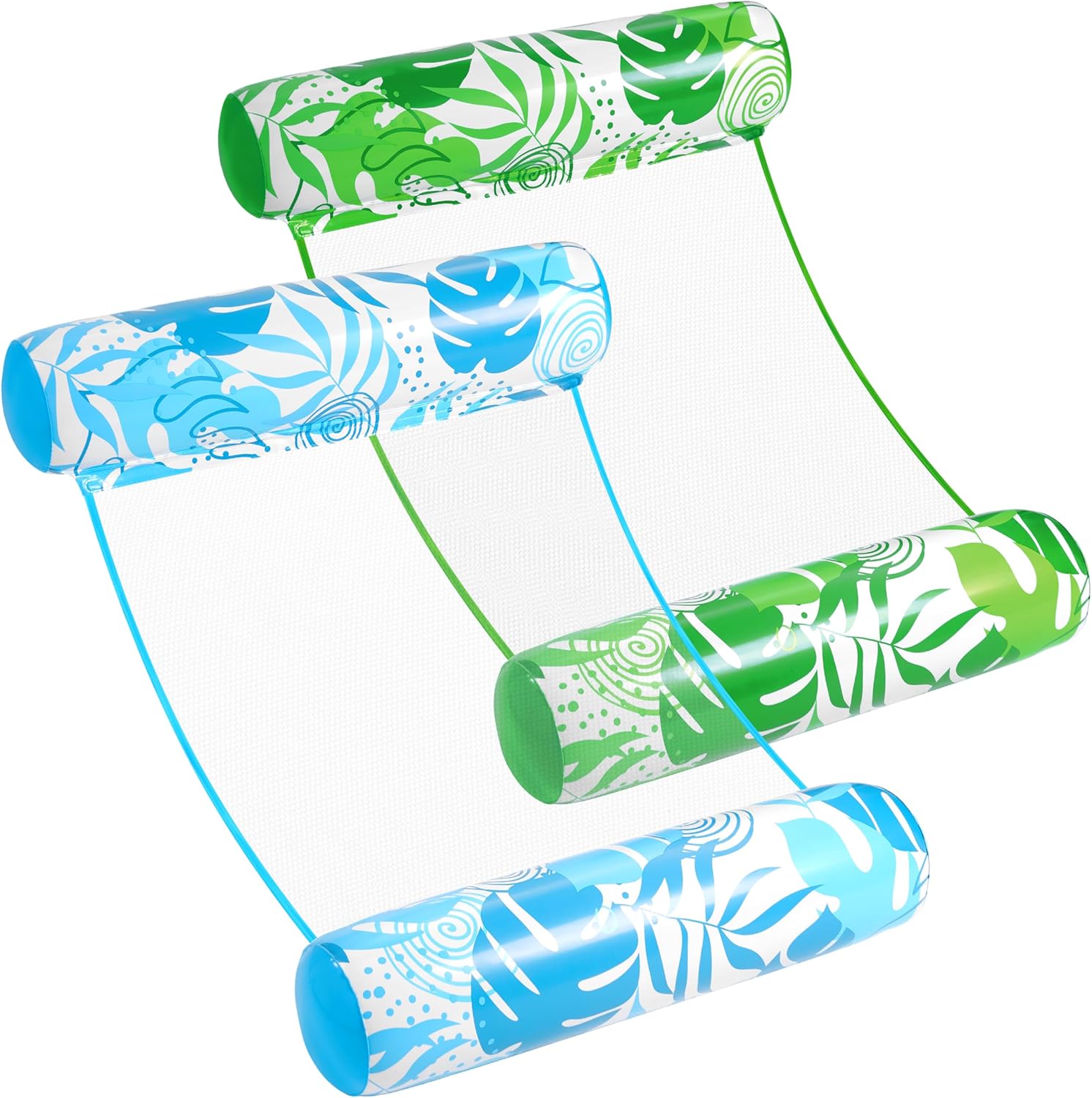 SYNCFUN 2 Packs Hammock Pool Floats Adults, 4-in-1 Multi-Purpose Inflatable Pool Floats PVC Water Hammock Lounge Floaties