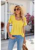 EU Cross-Border Women's Square Neck Pleated Short Sleeve Loose T-shirt 2024 Spring/Summer Collection