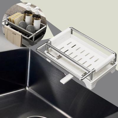 Sponge Holder for Kitchen Sink Dishcloth Rack Bathroom Sturdy with Drain Tray Kitchen Countertop Organizer