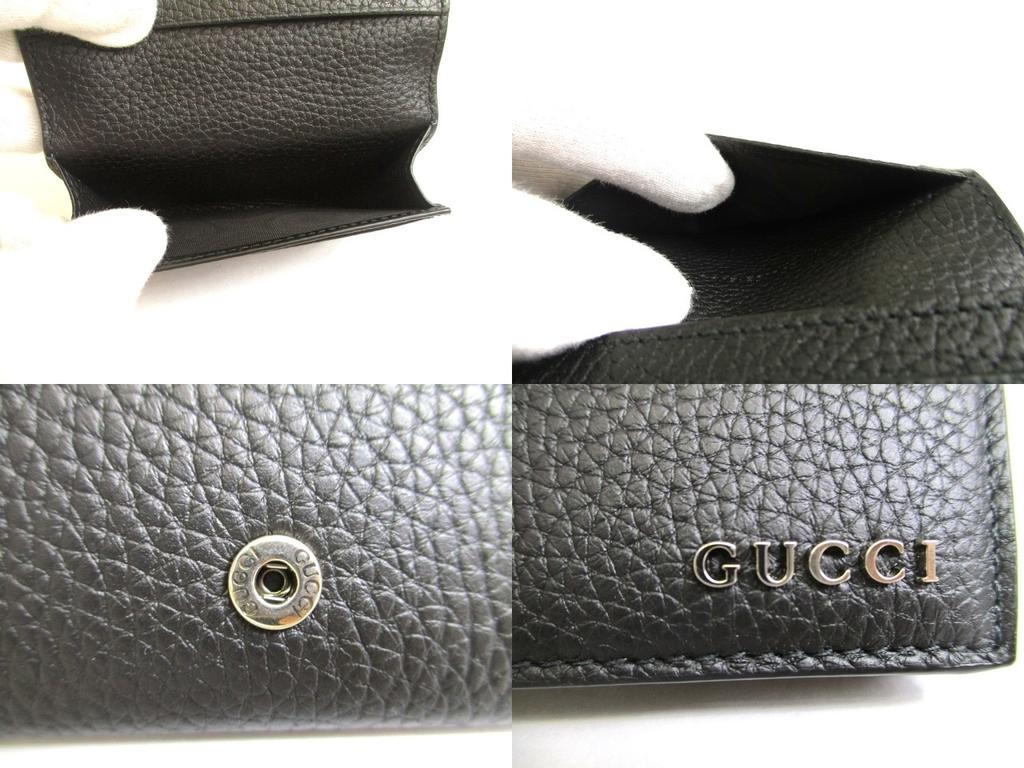 Αυθεντικό Λογότυπο GUCCI Μαύρο Δέρμα Θήκη Επαγγελματικών Καρτών Πιστωτικών Καρτών #a784 Ανακατασκευασμένο