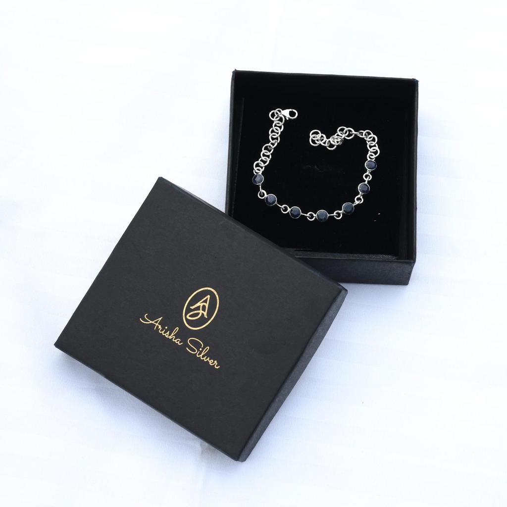 Sapphire Silver Bracelet, 925 Sterling Silver Handmade Jewelry, Women Jewelry, Silver Bracelet, Gift For Her, Ab0548