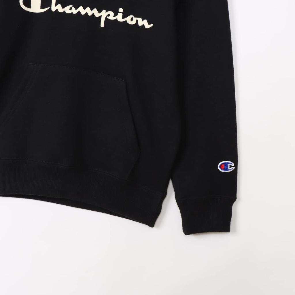 Parka Çocuk Uzun Kollu Pamuklu ABD Script Logo Kapşonlu Sweatshirt Temel Siyah [Şampiyon] 100% CK-Y103