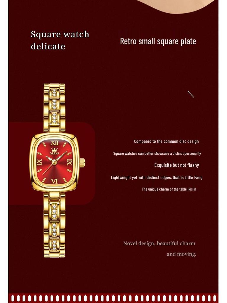 OLEVS Women's Exquisite Minimalist Square Dial Retro Quartz Bracelet Watch