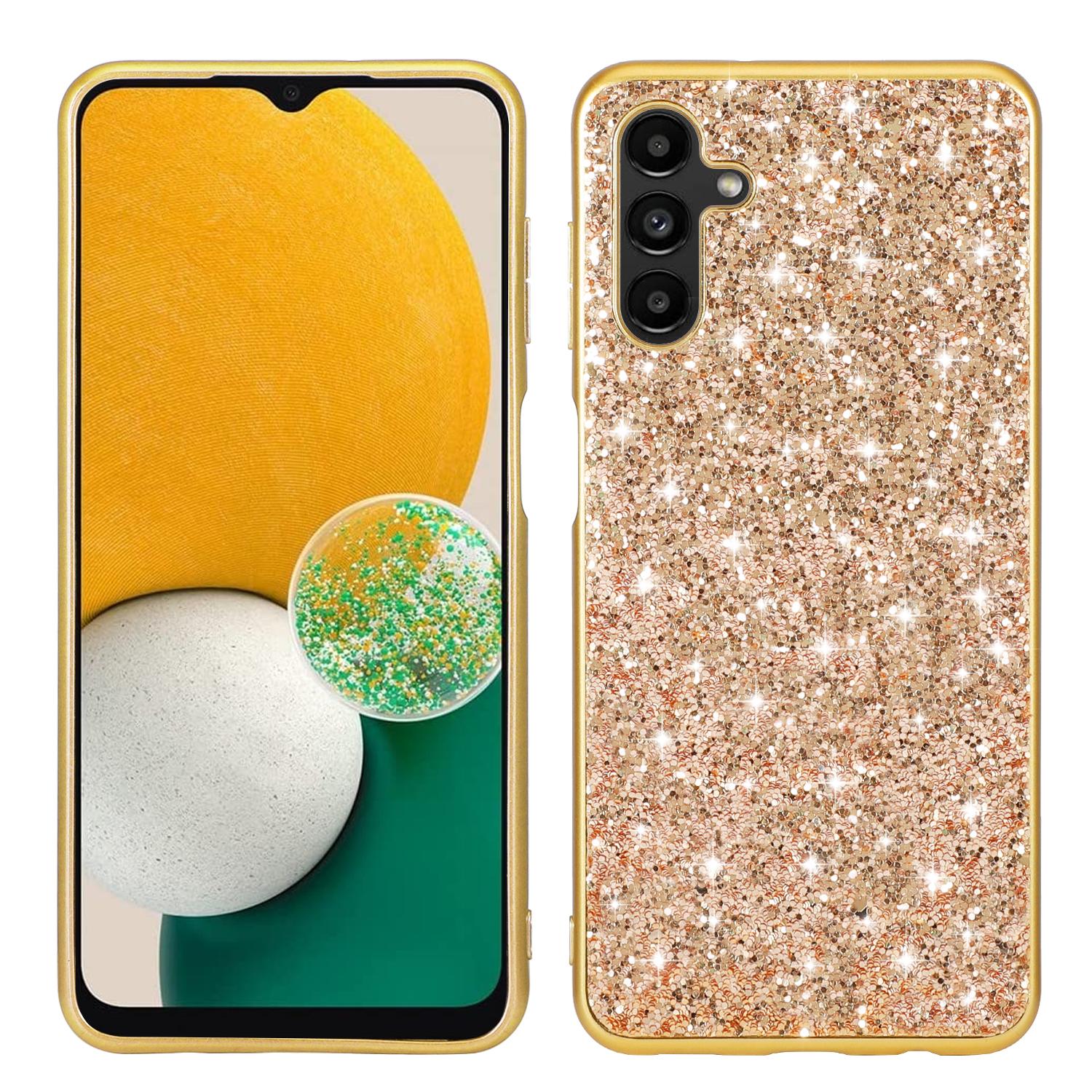 

For Samsung Galaxy A26 5G Case TPU+PC Sparkling Glitter Phone Back Cover Gold