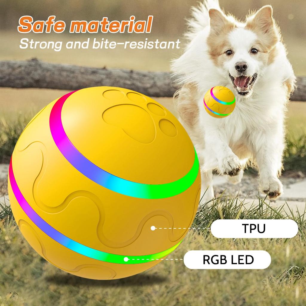 LUPAPA Dog Toy Pet Toy Ball Toy Glowing Dog Toy Ball Smart Moving Ball for Dogs Interactive Cat Dog Toy LED Light TPU Material Smart Wake Up and Sleep