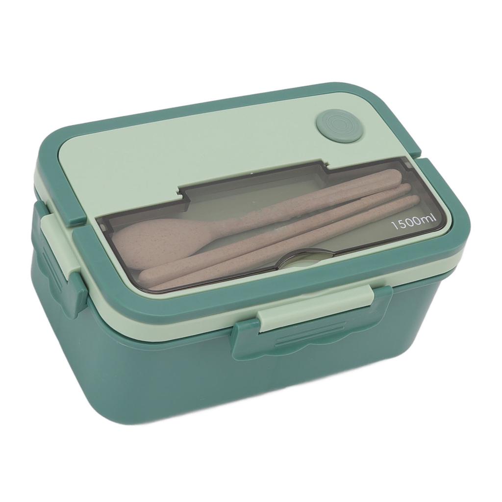 1500ml Lunchbox Hitzebeständige Plastik Bento Box Tragbare Lunchbehälter mit Essstäbchen Löffel für Studenten
