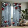 Set Of 2 Christmas Decorative Pattern Printed Curtains Window Decorations Home Room Made Polyester