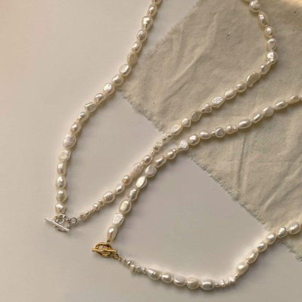 Ugly Freshwater Pearl Toggle Bar Pearl Ball 925 Silver Necklace