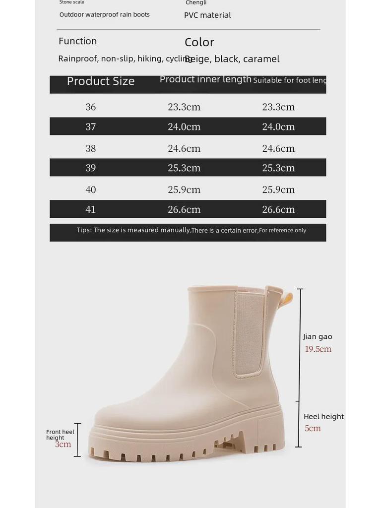 2024 Stylish Women's Waterproof Rain Boots: Thick Soles, Wear-Resistant, Heightened Design with Plus Velvet Warmth for All Seasons