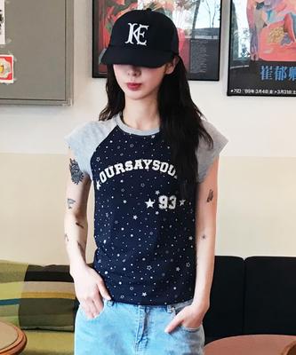 Awoseiawo 93 Star Vintage Raglan Short Sleeve T-Shirt Navy