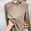 European autumn and winter polished thickened bottoming shirt women's long-sleeved inner shoulder T-shirt women's slim design thin velvet top