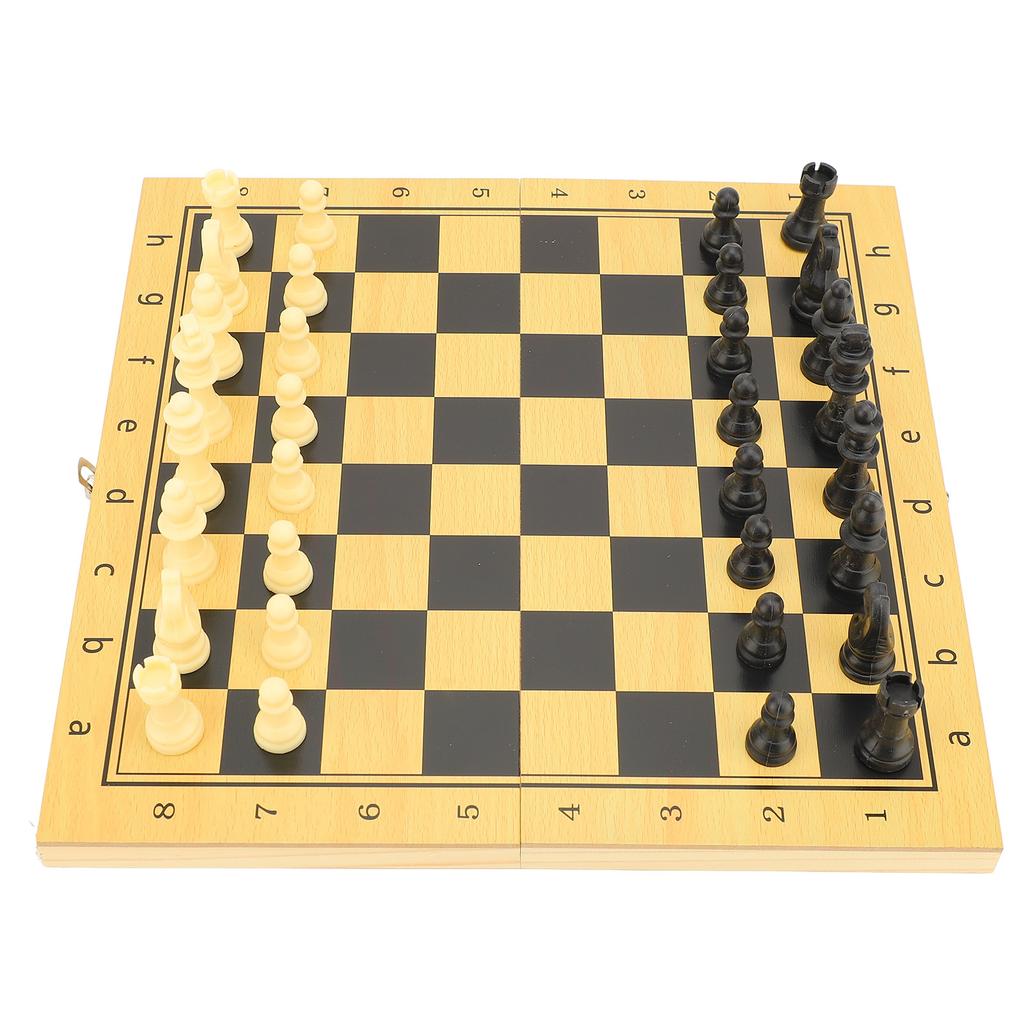 Wooden Chess Board Game Set 3 In 1 Foldable Board Chess and Checker Set for Kids Adult