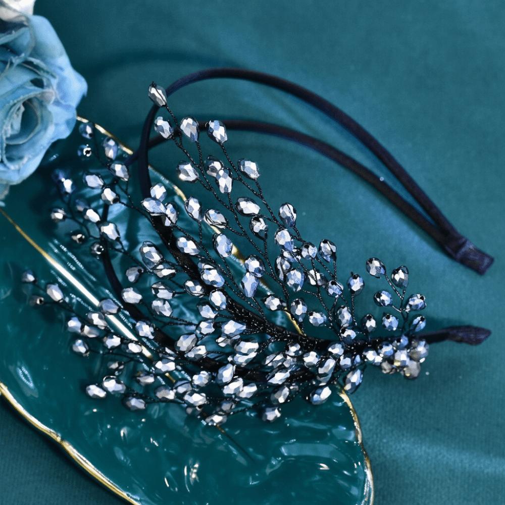 Sparkly Design Crystal Bridal Headband Double Layer Handmade Headpiece For Bridesmaids