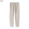 Men's Loose Cotton Linen Summer Pants, Straight Leg, Black