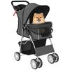Dog Pram, Pet Stroller with Reflective Strips, Foldable Cat Stroller with 360 Degrees Swivel Wheels, Dark Grey