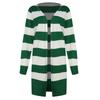 Women's Fashion Leisure Contrast Color Stripe Long Sleeved Cardigan Coat